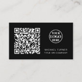 Geschäftslogo QR-Code Professionell Modern Schwarz Visitenkarte (Vorderseite)