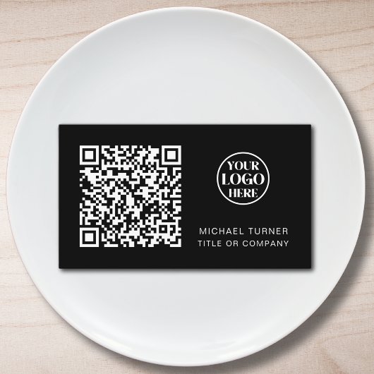 Geschäftslogo QR-Code Professionell Modern Schwarz Visitenkarte