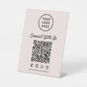 Geschäftslogo QR-Code Rosa Tischständer Sockelschild (Vorderseite)