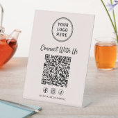 Geschäftslogo QR-Code Rosa Tischständer Sockelschild (In Situ)