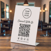 Geschäftslogo QR-Code Rosa Tischständer Sockelschild