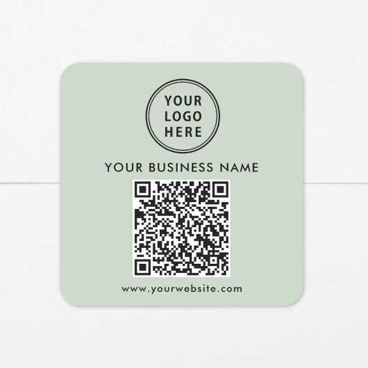 Geschäftslogo QR-Code Sage Grün Quadratischer Aufkleber