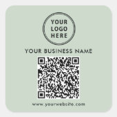 Geschäftslogo QR-Code Sage Grün Quadratischer Aufkleber (Vorderseite)