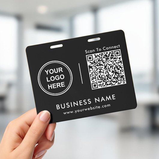 Geschäftslogo QR-Code-Scan zum Verbinden Schwarz Ausweis