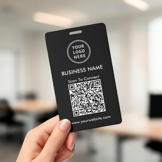 Geschäftslogo QR-Code-Scan zum Verbinden Schwarz Ausweis