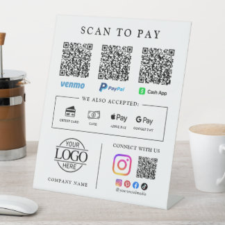 Geschäftslogo Qr Code Scannen Zum Bezahlen Tischsc Sockelschild