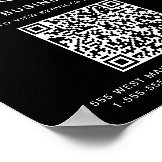 Geschäftslogo QR-Code Schwarz Poster (Ecke)