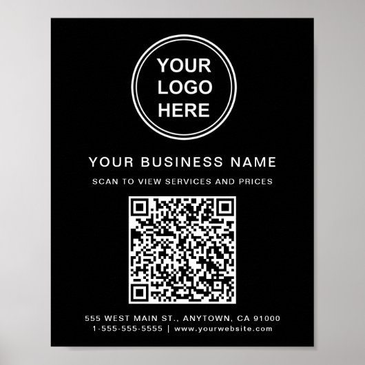 Geschäftslogo QR-Code Schwarz Poster (Vorne)