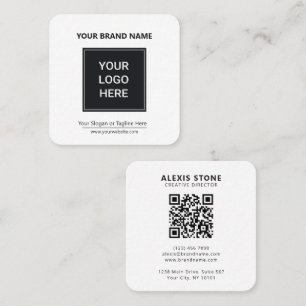 Geschäftslogo QR-Code Schwarz-Weiß Quadratische Visitenkarte