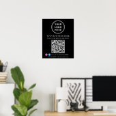 Geschäftslogo QR-Code Social Media Schwarz Poster (Heimbüro)