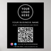 Geschäftslogo QR-Code Social Media Schwarz Poster (Vorne)