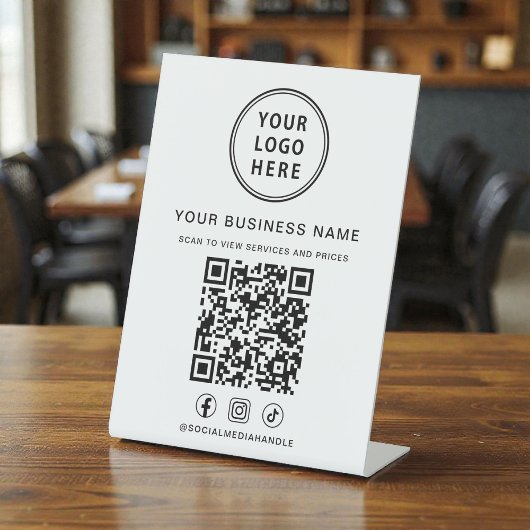 Geschäftslogo QR-Code Social Media Sockelschild