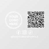 Geschäftslogo QR-Code Soziale Medien Horizontal Fensteraufkleber (Blatt)