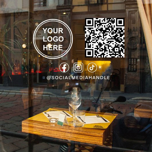 Geschäftslogo QR-Code Soziale Medien Horizontal Fensteraufkleber