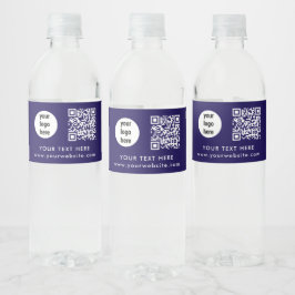 Geschäftslogo QR-Code Text Website Blau Kunde Wasserflaschenetikett
