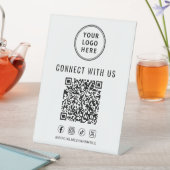 Geschäftslogo QR-Code Tischständer Sockelschild (In Situ)