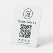 Geschäftslogo QR-Code Tischständer Sockelschild (Vorderseite)