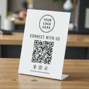 Geschäftslogo QR-Code-Tischständer Sockelschild