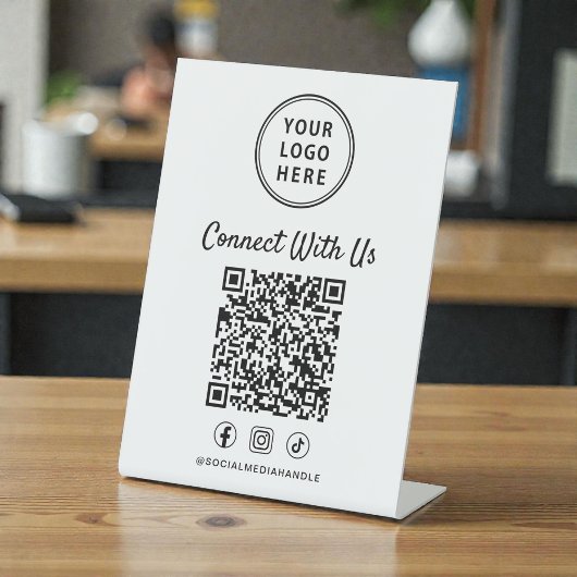 Geschäftslogo QR-Code Tischständer Sockelschild