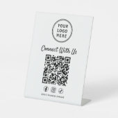 Geschäftslogo QR-Code Tischständer Sockelschild (Vorderseite)