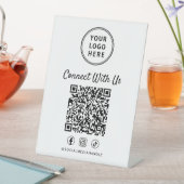 Geschäftslogo QR-Code Tischständer Sockelschild (In Situ)