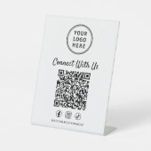 Geschäftslogo QR-Code Tischständer Sockelschild (Vorderseite)