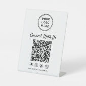 Geschäftslogo QR-Code Tischständer Sockelschild (Vorderseite)