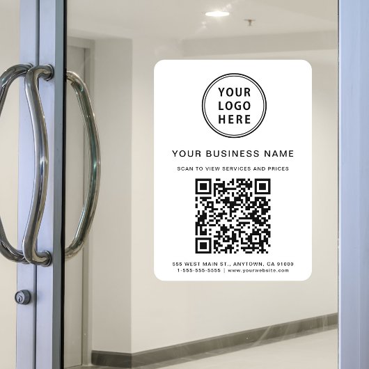 Geschäftslogo QR-Code Weiß Fensteraufkleber