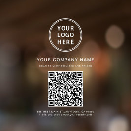 Geschäftslogo QR-Code Weiß Fensteraufkleber
