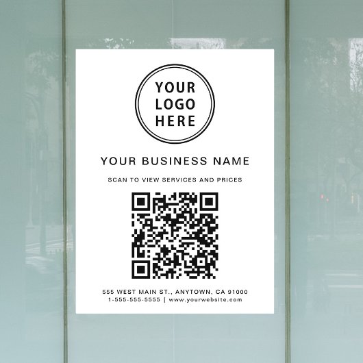 Geschäftslogo QR-Code Weiß Fensteraufkleber