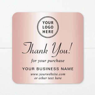 Geschäftslogo Roségold Danke Quadratischer Aufkleber