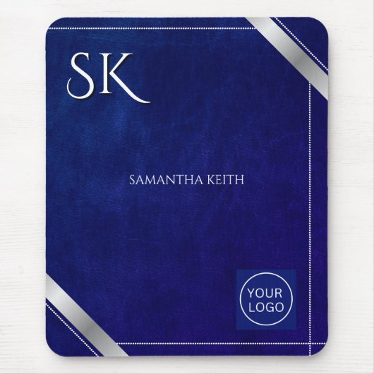 Geschäftslogo Royal Blue Leather 2025 Custom Mousepad (Vorne)