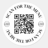Geschäftslogo Scan Menü QR Code Runder Aufkleber (Vorderseite)