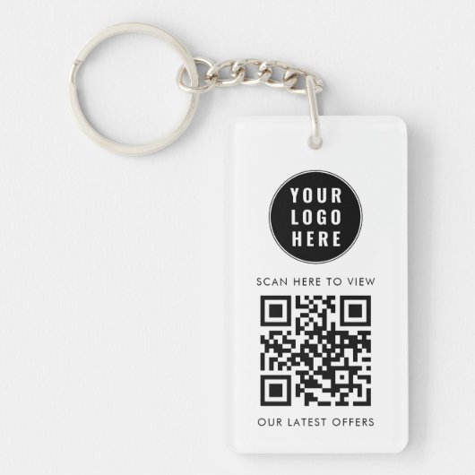 Geschäftslogo Scan QR Code Einfach Benutzerdefinie Schlüsselanhänger (Vorderseite)