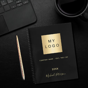 Geschäftslogo Schwarz Gold elegantes Monogramm Notizblock