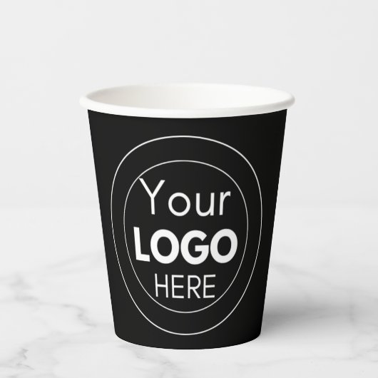 Geschäftslogo Schwarz Stilvoll modern Beruflich Pappbecher (Vorderseite)