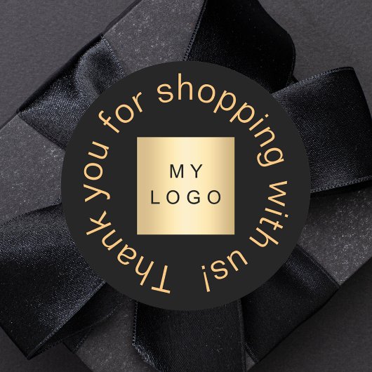 Geschäftslogo Schwarzes Gold Vielen Dank Runder Aufkleber