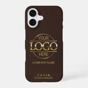 Geschäftslogo & Social Media Braune Werbeartikel iPhone 16 Hülle