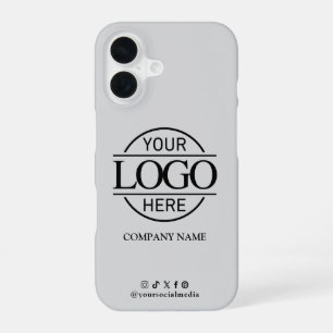 Geschäftslogo & Social Media Graue Werbeartikel iPhone 16 Hülle