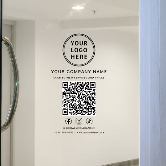 Geschäftslogo Social Media QR-Code Fensteraufkleber