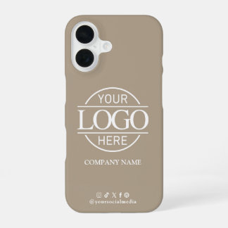 Geschäftslogo & Social Media Taupe Werbeartikel iPhone 16 Hülle