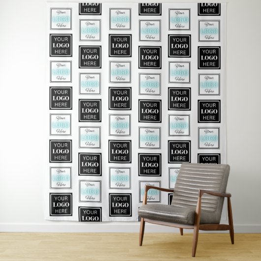 Geschäftslogo Step & Repeat Minimalistischer Hinte Wandteppich (Beispiel)