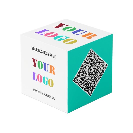 Geschäftslogo-Text-QR-Code-Promotion-Würfel Beispi Würfel (Vorderseite Schrägansicht)