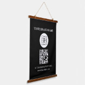 Geschäftslogo-Text-QR-Code-Wand-Branding-Vorlage Wandteppich Mit Holzrahmen (Gewinkelt)