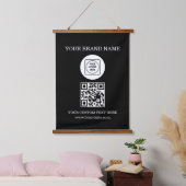 Geschäftslogo-Text-QR-Code-Wand-Branding-Vorlage Wandteppich Mit Holzrahmen (Schlafzimmer)