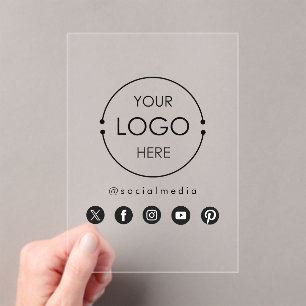 Geschäftslogo-Text Social-Media-Icons Branding Acryleinladungen