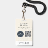 Geschäftslogo und QR-Code Ereignis-Teilnehmer-ID Ausweis (Vorderseite mit Lanyard)