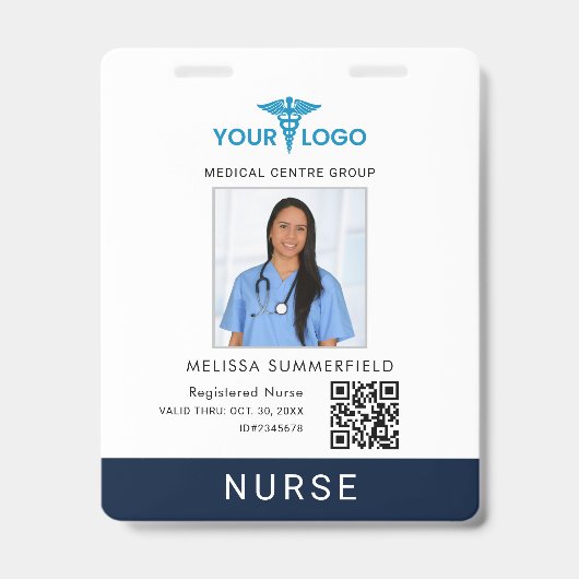 Geschäftslogo und QR-Code-Nurse-Foto-ID Ausweis (Vorderseite)