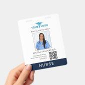 Geschäftslogo und QR-Code-Nurse-Foto-ID Ausweis (Handheld)
