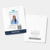 Geschäftslogo und QR-Code-Nurse-Foto-ID Ausweis (Vorder- & Rückseite)